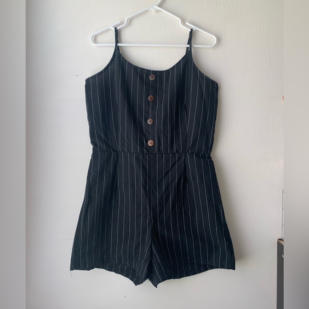 Shosho Black Pin Stripe Romper